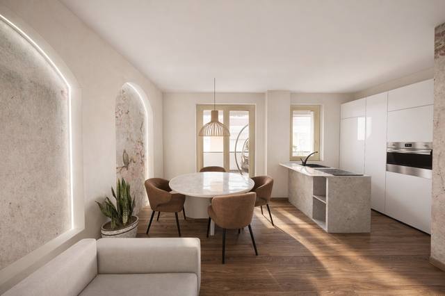 Render White Diamond: Un dialogo misurato tra materia, colore e proporzione costruisce un’atmosfera che invita a restare. Le superfici non sono soltanto decorative: riflettono, assorbono e guidano la luce nelle diverse ore del giorno. È un equilibrio utile quando si desidera un interno elegante ma non fragile o dipendente dalle mode. La luce è stata pensata per non creare riflessi fastidiosi, lasciando ogni superficie percepibile sia di giorno sia dopo il tramonto. Ogni elemento contribuisce a definire l’identità della vista 8 del portfolio White Diamond.