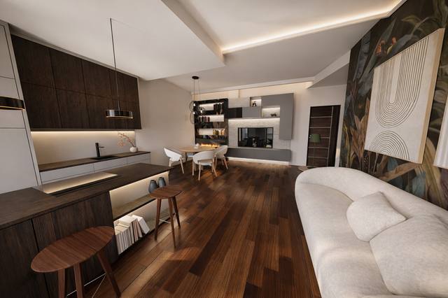 Render White Diamond: Un dialogo misurato tra materia, colore e proporzione costruisce un’atmosfera che invita a restare. Le superfici non sono soltanto decorative: riflettono, assorbono e guidano la luce nelle diverse ore del giorno. È un equilibrio utile quando si desidera un interno elegante ma non fragile o dipendente dalle mode. La luce è stata pensata per non creare riflessi fastidiosi, lasciando ogni superficie percepibile sia di giorno sia dopo il tramonto. Ogni elemento contribuisce a definire l’identità della vista 68 del portfolio White Diamond.