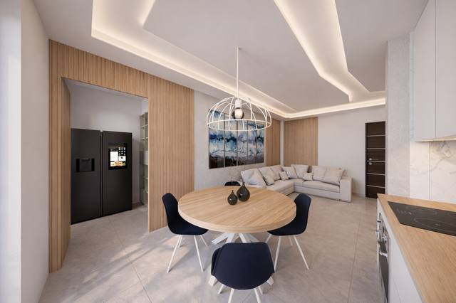Render White Diamond: Un dialogo misurato tra materia, colore e proporzione costruisce un’atmosfera che invita a restare. Le superfici non sono soltanto decorative: riflettono, assorbono e guidano la luce nelle diverse ore del giorno. È un equilibrio utile quando si desidera un interno elegante ma non fragile o dipendente dalle mode. La luce è stata pensata per non creare riflessi fastidiosi, lasciando ogni superficie percepibile sia di giorno sia dopo il tramonto. Ogni elemento contribuisce a definire l’identità della vista 140 del portfolio White Diamond.