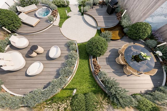 Render White Diamond: Ogni elemento segue l’orizzonte e lascia che aria, luce e silenzio diventino parte dell’esperienza. La distribuzione libera il percorso principale e concentra l’arredo dove può essere vissuto con comodità. Il risultato è uno spazio esterno più ordinato, ospitale e facile da gestire. Il contrasto controllato aiuta a orientare lo sguardo e può diventare una guida concreta per palette, arredi e finiture. Ogni elemento contribuisce a definire l’identità della vista 6 del portfolio White Diamond.